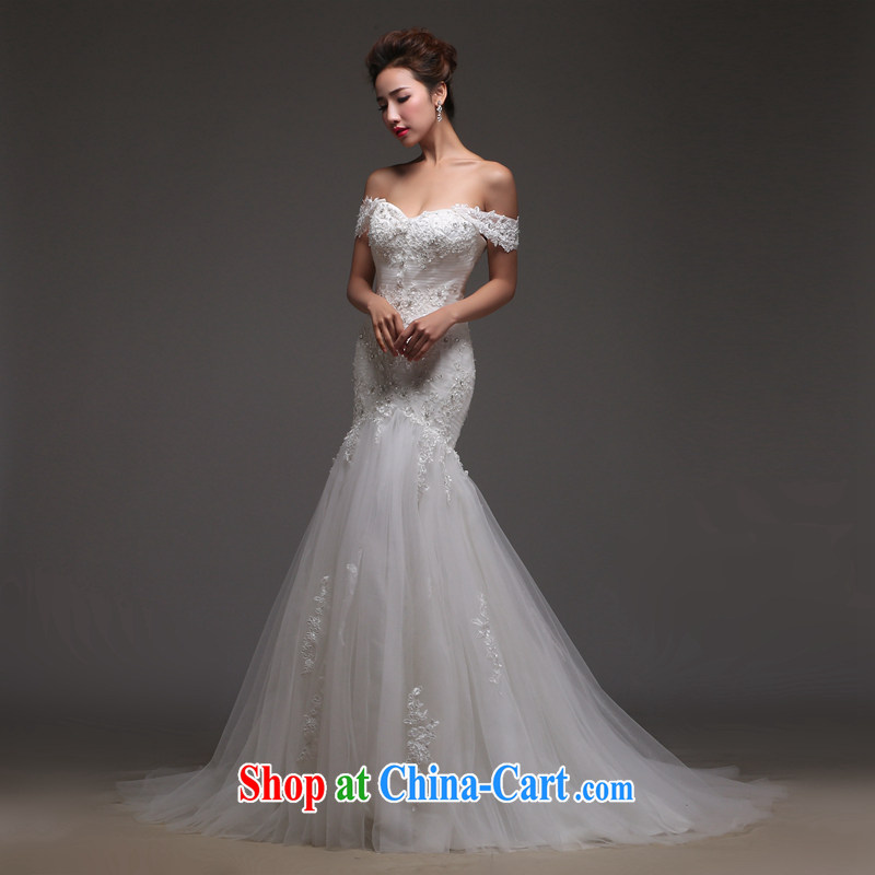 Art 100 Su Ge crowsfoot wedding dresses 2015 New Field shoulder chest bare shoulders 3 through marriages package and small tail lace beauty and stylish Korean version, white custom + $30, 100 for performing arts show pavilion, shopping on the Internet