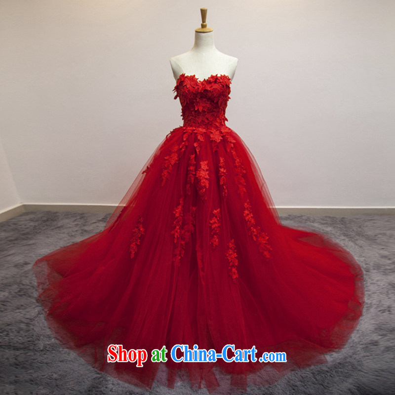 Art 100 Su Ge 2015 new wedding dresses bridal wedding red erase chest stylish Korean long-tail lace retro beauty, red custom + _30