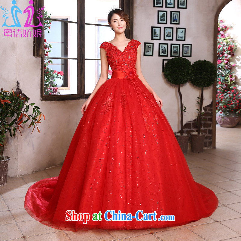 Honey, bride red tail wedding a shoulder for Korean high-waist pregnant wedding bridal marriage back door by the Code wedding red XXL