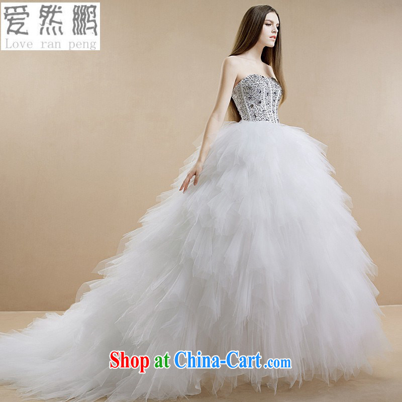 New 2015 stylish wood drill wiped his chest feathers long-tail bridal wedding dresses customer size will not be returned.