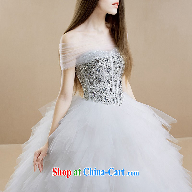 New 2015 stylish wood drill wiped his chest feathers long-tail bridal wedding dresses customer size will not be refunded, love so Pang, shopping on the Internet