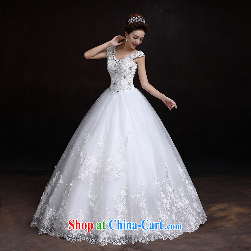 Dumping the married Yi wedding dresses new 2015 double-shoulder Deep V collar beauty with white Princess water drilling wedding female white XXL, dumping the woman, shopping on the Internet