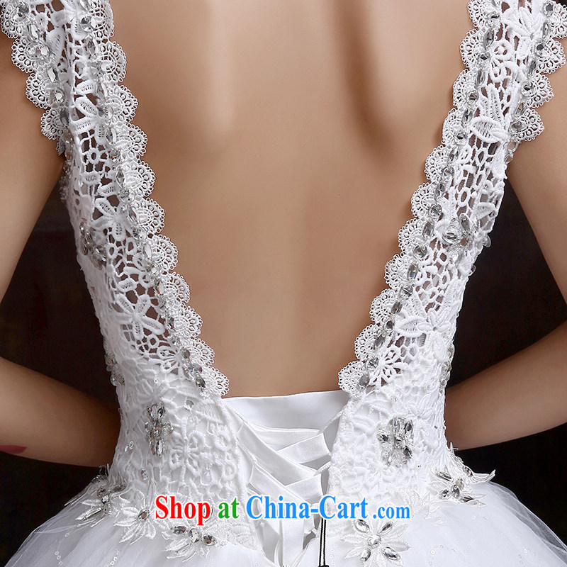 Dumping the married Yi wedding dresses new 2015 double-shoulder Deep V collar beauty with white Princess water drilling wedding female white XXL, dumping the woman, shopping on the Internet