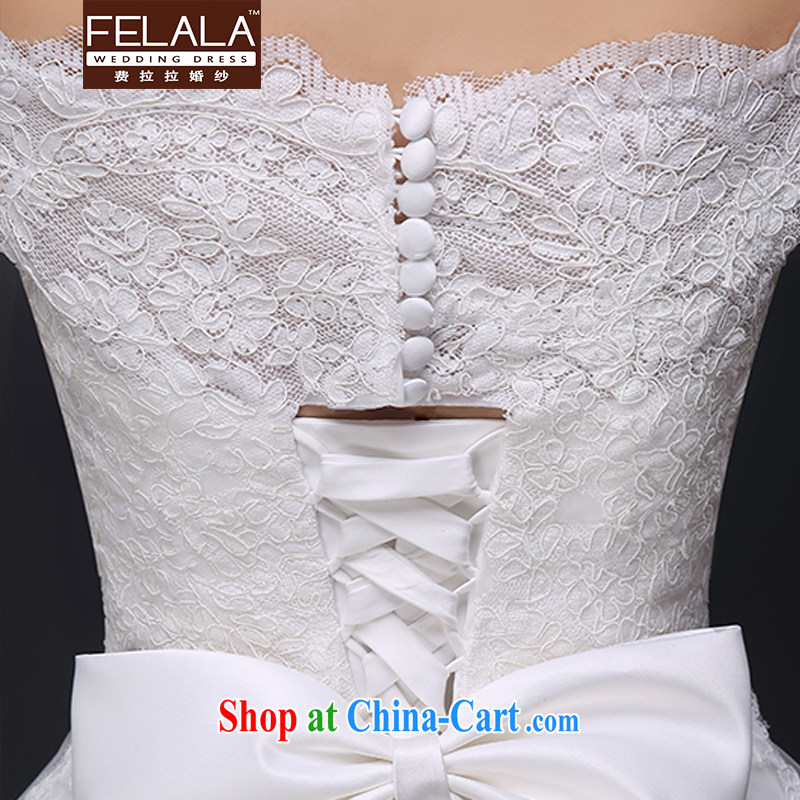 Ferrara 2015 spring and summer new sweet field shoulder lace-up waist with shaggy wedding XL (2 feet 2), Ferrara wedding (FELALA), shopping on the Internet