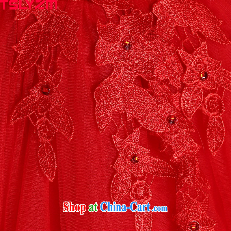 Mary Magdalene marriage chest short wedding red-waist graphics thin flowers bridal wedding dress by home video floor theme clothing Korean shaggy dress summer 2015 New Red M, Tslyzm, shopping on the Internet