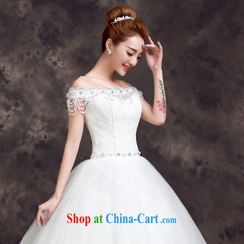 A good service is 2015 new spring and summer bridal wedding dress a Field shoulder collar with cultivating graphics thin lace wedding white 2XL, good service, and, on-line shopping