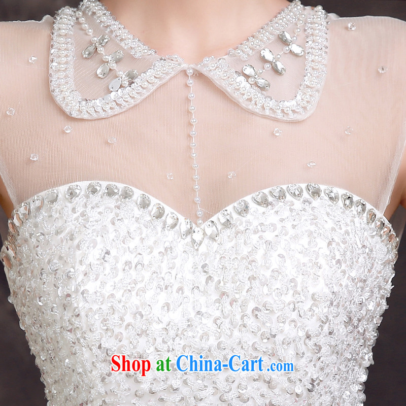 A good service is 2015 new spring and summer transparent package shoulder stylish wood drill with beauty graphics thin high quality wedding dresses white 2XL, good service, and shopping on the Internet