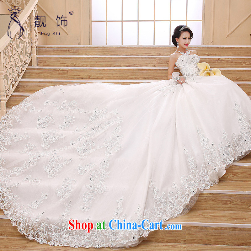 very nice decorated Deluxe Big-tail 2015 new wedding Korean elegant erase chest high water drilling long-tail wedding white Deluxe Big drag and drop it to contact customer service, beautiful ornaments JinGSHi), online shopping