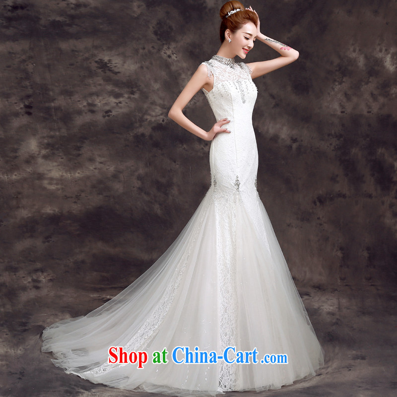 A good service is 2015 spring Korean-style bridal wedding dresses stylish lace beauty crowsfoot small tail wedding white 2XL
