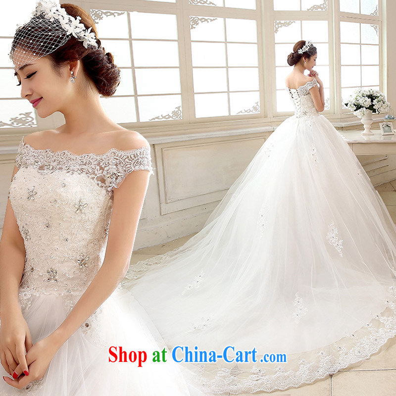 Jessica covers wedding dresses spring 2015 New Field shoulder larger marriage bridal lace drilling 2172 white XXXL