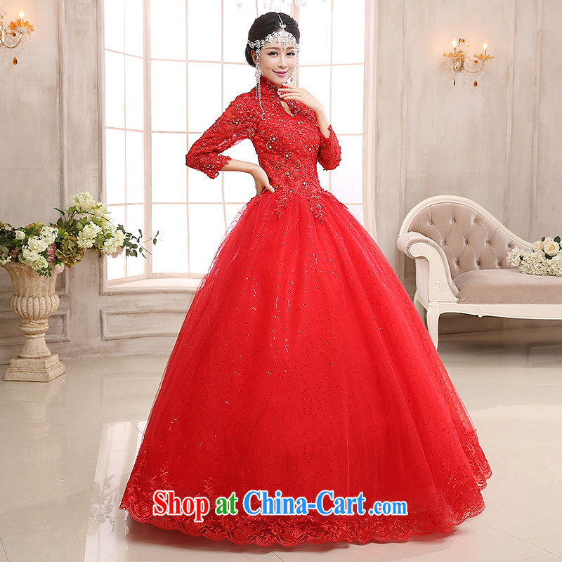 long-sleeved wedding dresses new 2015 winter Thick Red pregnant women wedding Korean-style package shoulder lace-alignment to the customer, the size will not be refunded, so Pang, shopping on the Internet