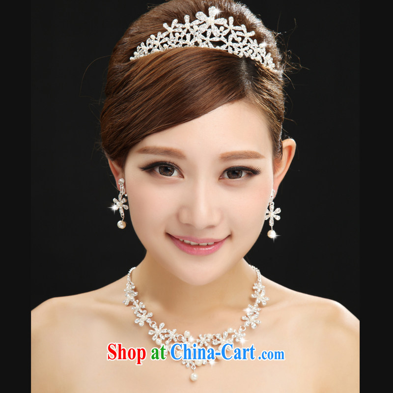 The married Yi marriages with silver crown necklace wedding dresses accessories Luxury Water drilling in Europe, white