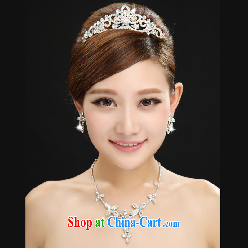 Bridal crown and ornaments Korean crown princess hair accessories is the large head Crown wedding jewelry accessories wedding jewelry white