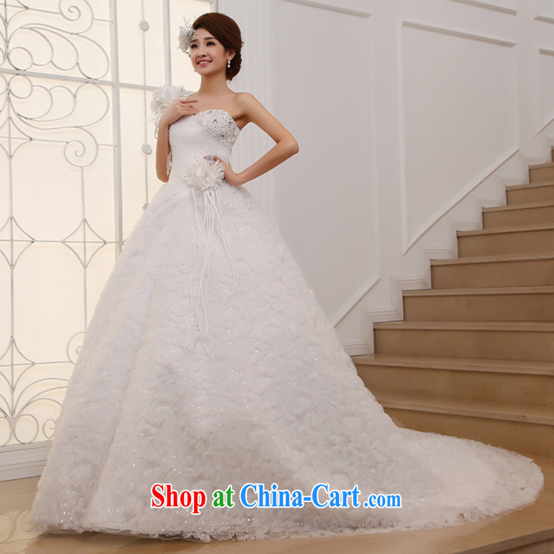 wedding dresses 2015 new, drag and drop the last Korean single shoulder sweet Princess Deluxe long-tail white XL, Hyatt, married, and shopping on the Internet