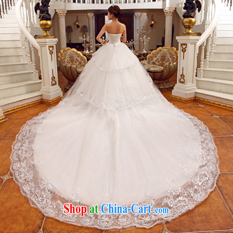 wedding dresses 2015 new white long-tail bride Korean Deluxe Water drilling off the chest and tail white S, Hyatt, married, and, shopping on the Internet