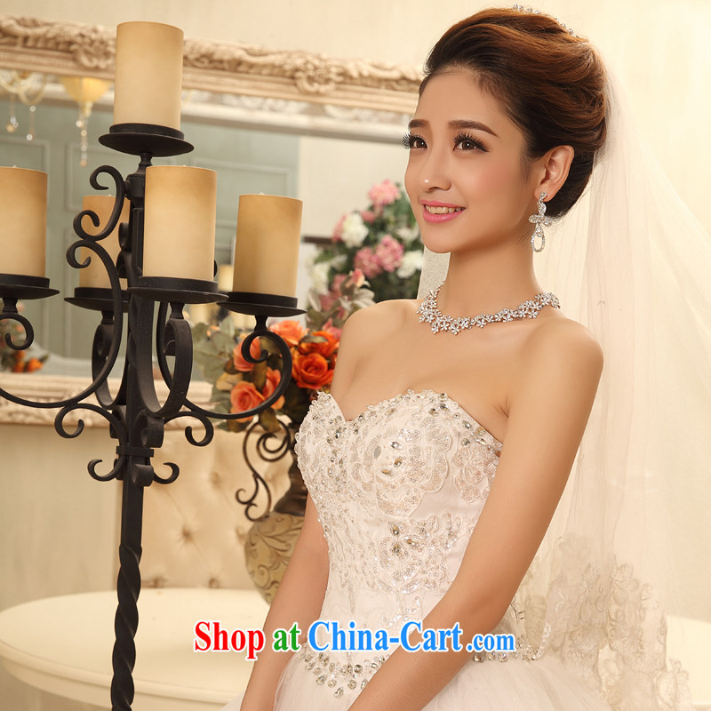 wedding dresses new 2015 spring and summer Korean bridal white beauty with parquet drill wiped chest white XL, Hyatt, married, and, on-line shopping