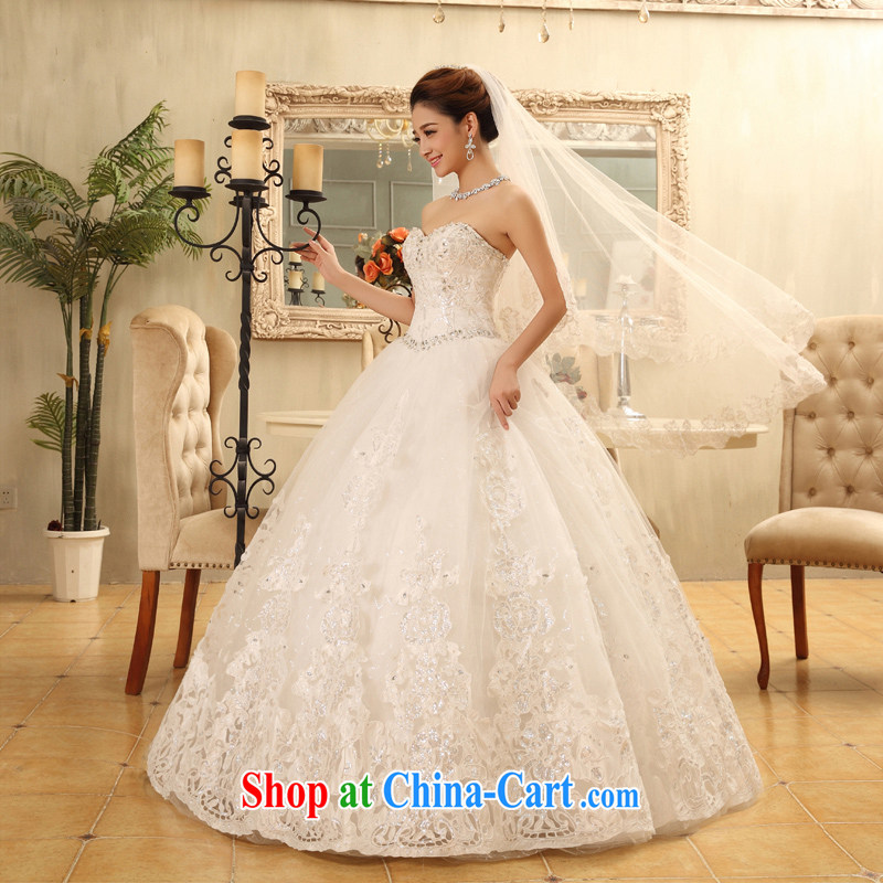wedding dresses new 2015 spring and summer Korean bridal white beauty with parquet drill wiped chest white XL, Hyatt, married, and, on-line shopping