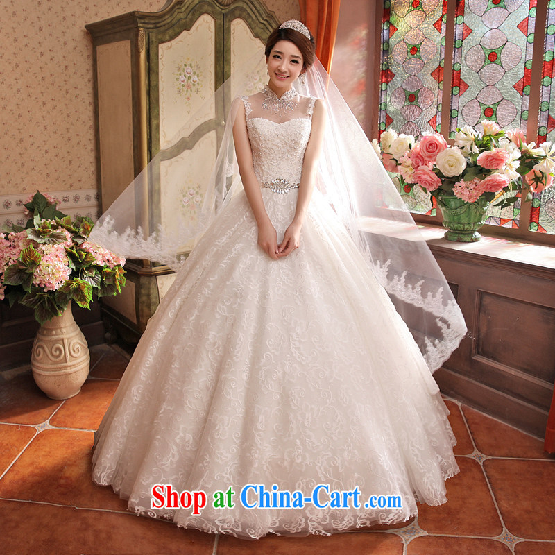 wedding dresses new 2015 Korean Princess white lace retro with spring and summer tied with white XL