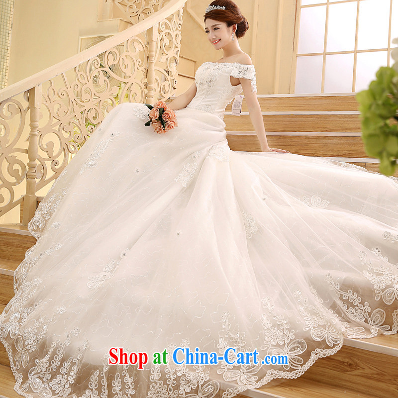 wedding dresses new 2015 Korean-style retro a Field shoulder long-tail graphics thin with a strap white XL, marry the arts, shopping on the Internet