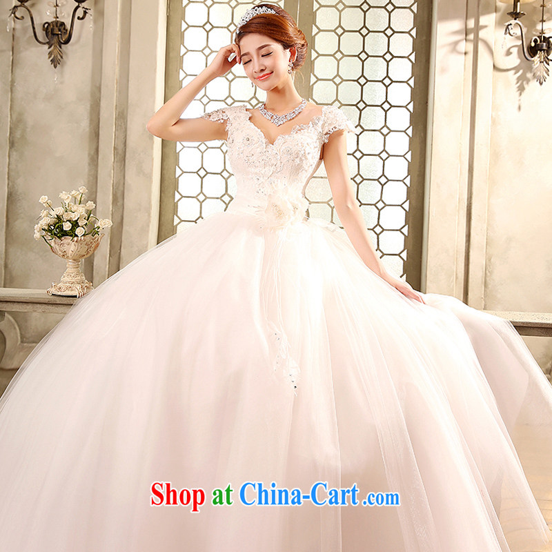 wedding dresses new 2015 Korean-style retro wedding dresses with a shoulder graphics thin package shoulder bridal white XL