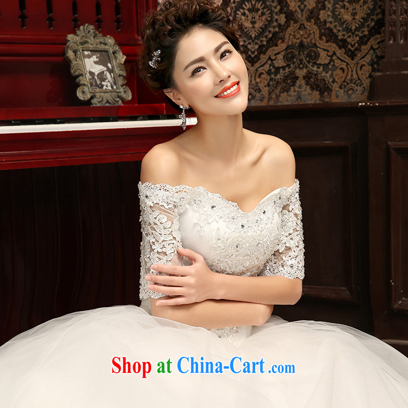 wedding dresses new 2015 with a shoulder wedding Korean layout cuff white spring and summer beauty graphics thin white XL