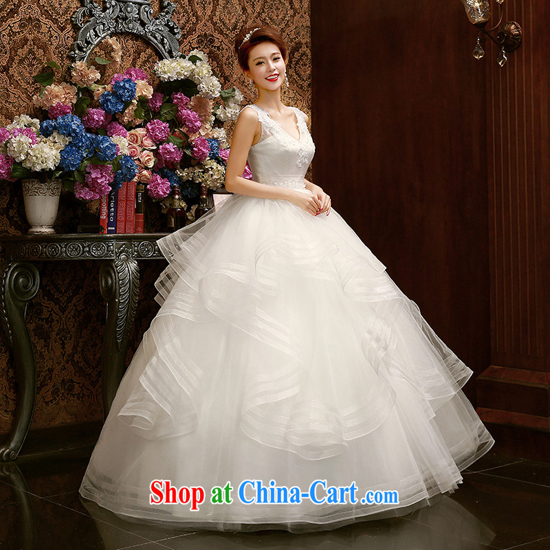 Bridal wedding dresses new 2015 Korean-style spring Korean version with straps double-shoulder Wedding Video thin shaggy dress white XL, marry the arts, shopping on the Internet
