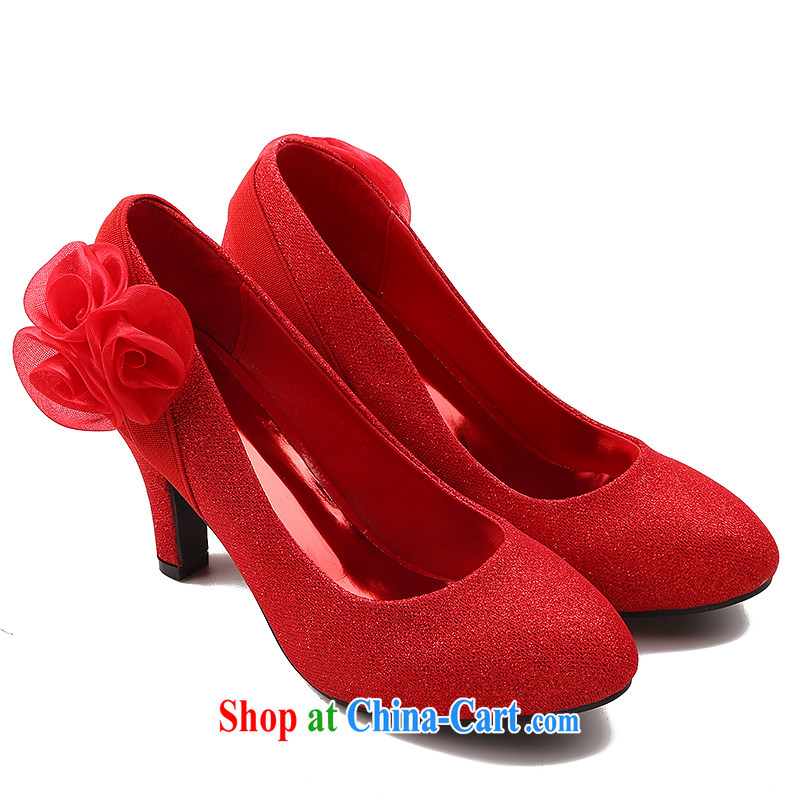Dumping the married Yi 2015 spring and summer new, red wedding shoes bridal wedding shoes single women with frosted flowers wedding shoes red 39, dumping the married Yi, shopping on the Internet
