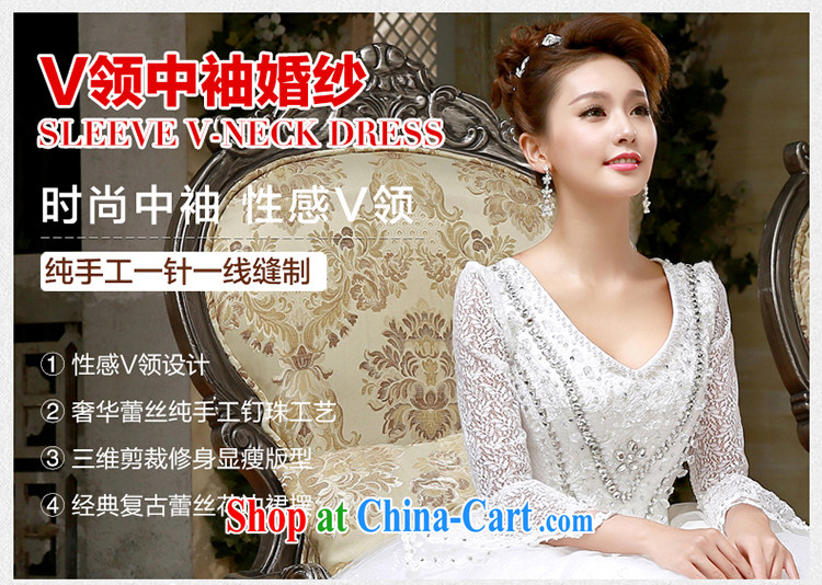 wedding dresses new 2015 Korean Princess white lace retro with spring and summer band V collar cuff white XL pictures, price, brand platters! Elections are good character, the national distribution, so why buy now enjoy more preferential! Health