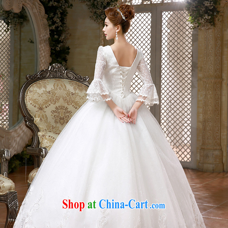 wedding dresses new 2015 Korean Princess white lace retro with spring and summer band V collar cuff white XL, Hyatt, married, and on-line shopping