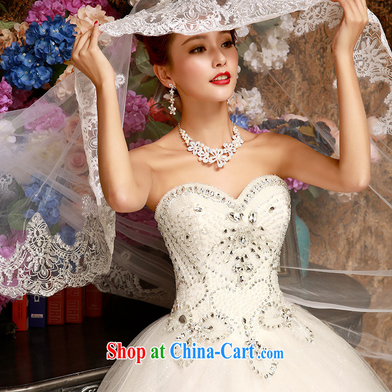 Spring 2015 new wedding dresses stylish Korean Beauty marriages Mary Magdalene chest drill white XL
