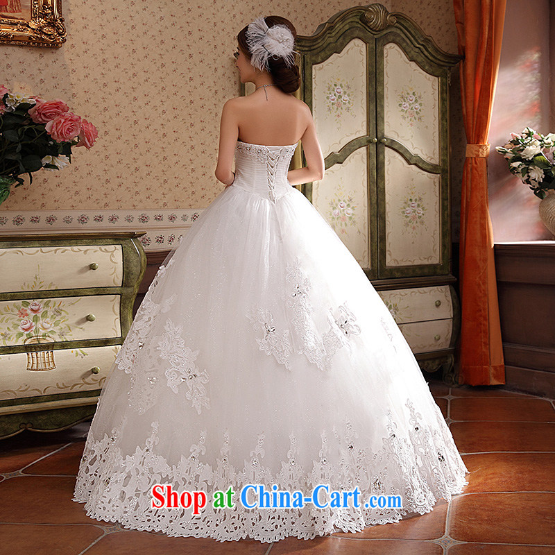 wedding dresses new 2015 Korean version Mary Magdalene Beauty Chest graphics thin Princess with drill shaggy dress white L, marry the arts, shopping on the Internet
