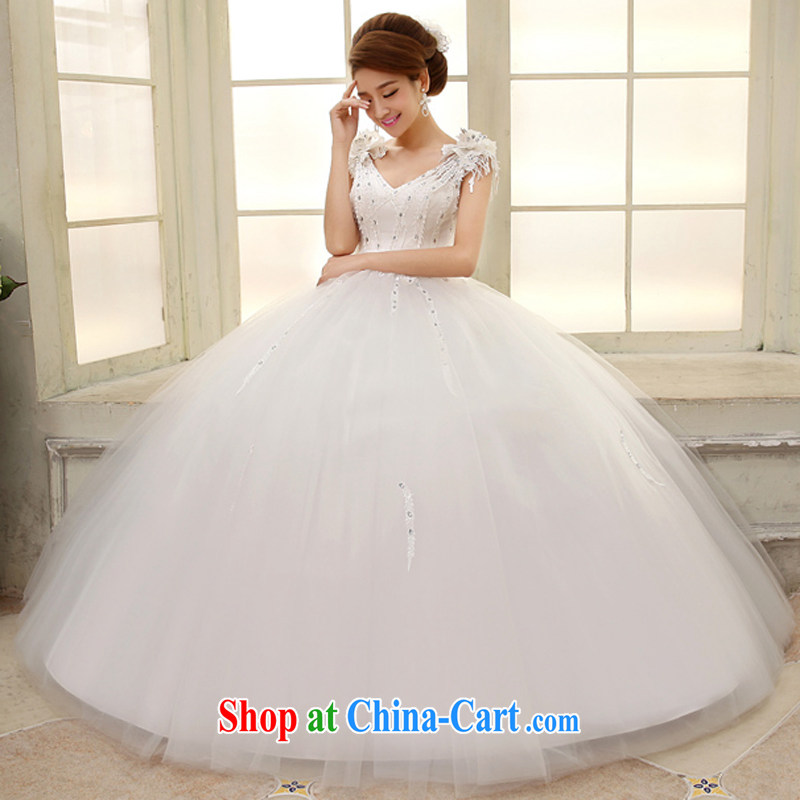 New 2015 Korean-style retro wedding dresses with a shoulder-shoulder video thin bridal wedding dresses white XL