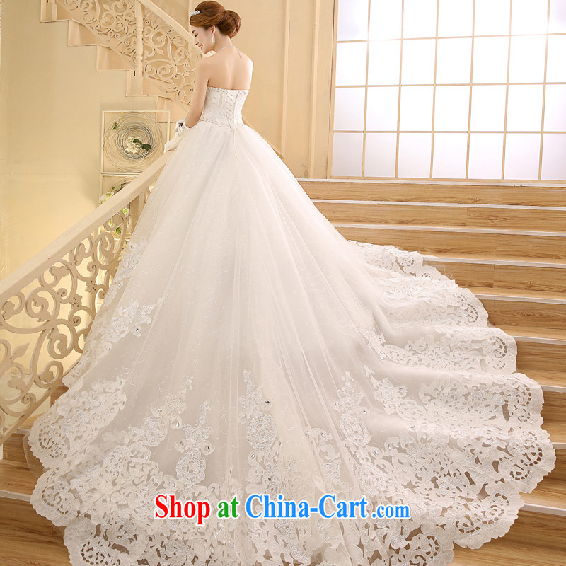 Bridal Suite 2015 new white long-tail bride Korean Deluxe Water drilling off the chest and tail white XL, Hyatt, married, and, shopping on the Internet