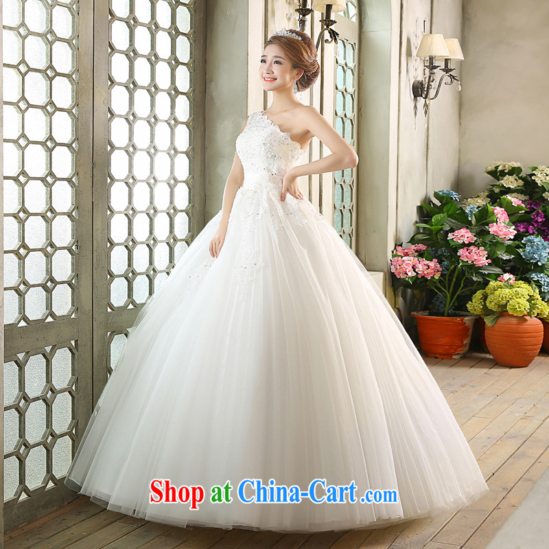 wedding dresses new 2015 Korean version with Princess Bride with white single flowers shoulder strap with white XL, Hyatt, married, and, on-line shopping