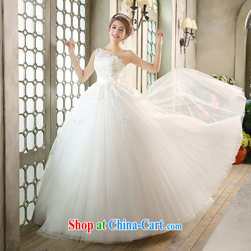 wedding dresses new 2015 Korean version with Princess Bride with white single flowers shoulder strap with white XL, Hyatt, married, and, on-line shopping