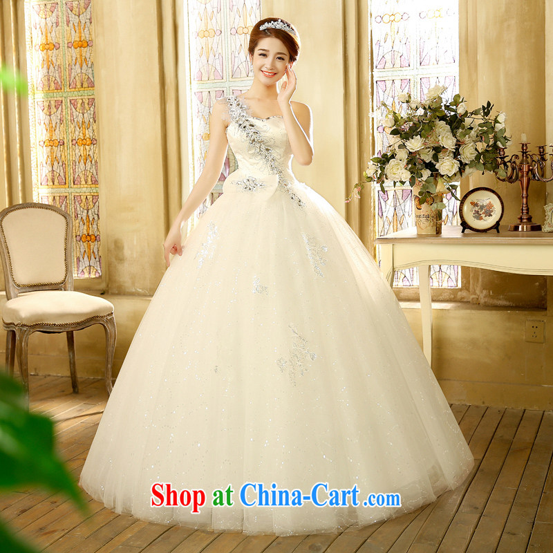 wedding dresses new 2015 Korean version with Princess Bride with white single shoulder strap water drilling straps white XL, Hyatt, married, and shopping on the Internet