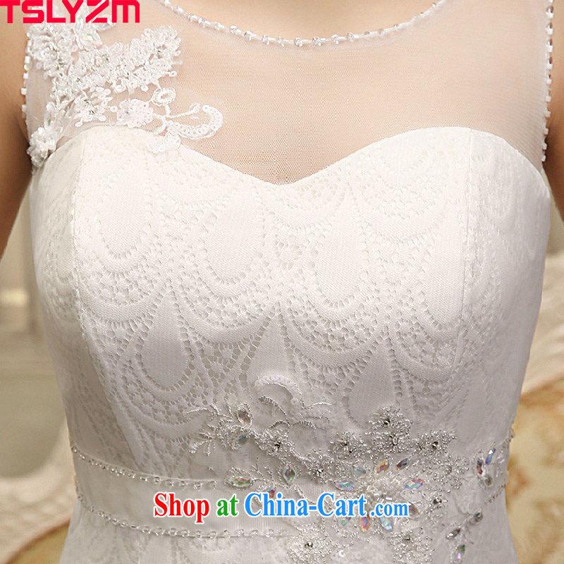 Tslyzm shoulders crowsfoot wedding dresses and ornaments embroidery hook take water drilling 2015 spring and summer new beauty-waist graphics thin, White Dress S, Tslyzm, shopping on the Internet
