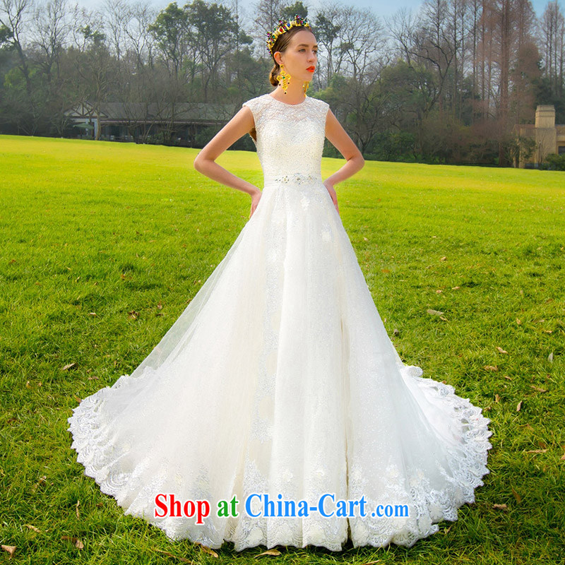 The bride's 2015 new lace-tail wedding stylish minimalist design luxury, drill A L 571, a bride, shopping on the Internet