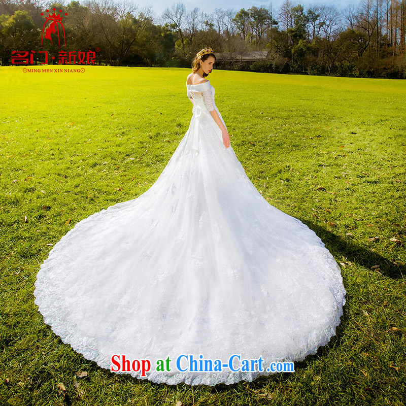 The bride's 2015 new lace-tail Wedding Video thin the Field shoulder high waist wedding A L 564