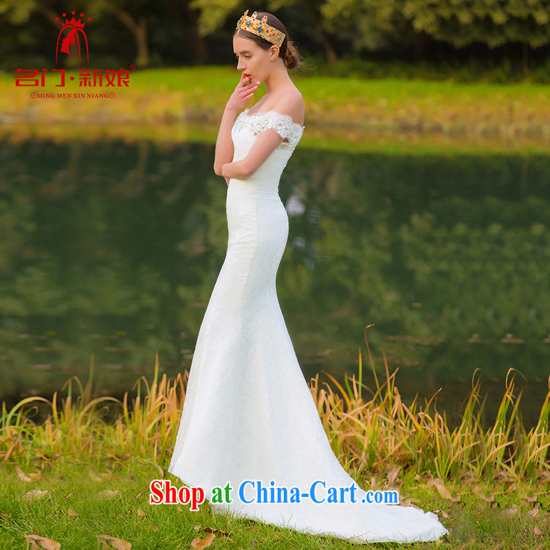 The bride's wedding dresses 2015 New Beauty crowsfoot lace wedding small trailing the Field shoulder 504 L