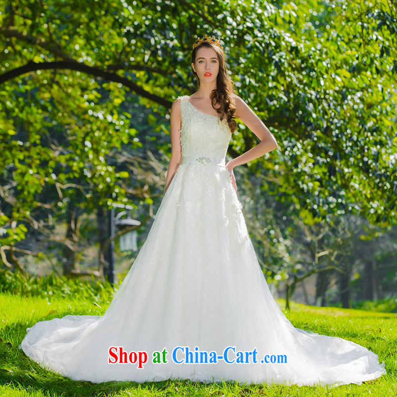 The bride's 2015 new single shoulder wedding manual three-dimensional decorative lace fabric tail wedding 538 L, the bride, shopping on the Internet