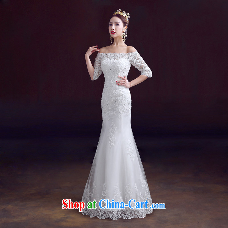 The married Yi wedding dresses 2015 new spring the Field shoulder crowsfoot wedding with packages and crowsfoot Sau San tie marriage wedding the Pearl White XL, dumping the woman, shopping on the Internet