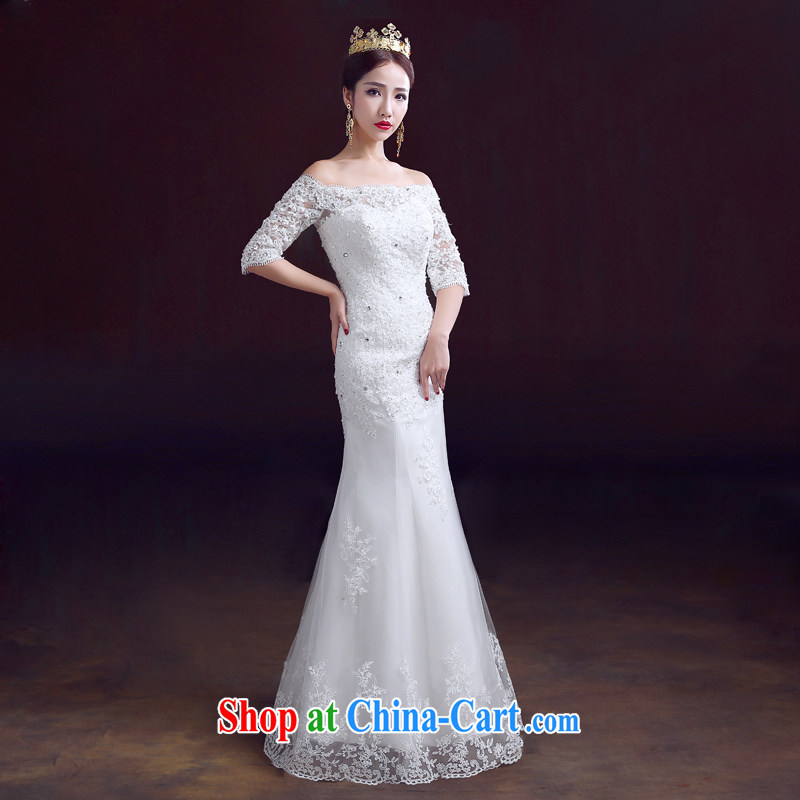 The married Yi wedding dresses 2015 new spring the Field shoulder crowsfoot wedding with packages and crowsfoot Sau San tie marriage wedding the Pearl White XL, dumping the woman, shopping on the Internet