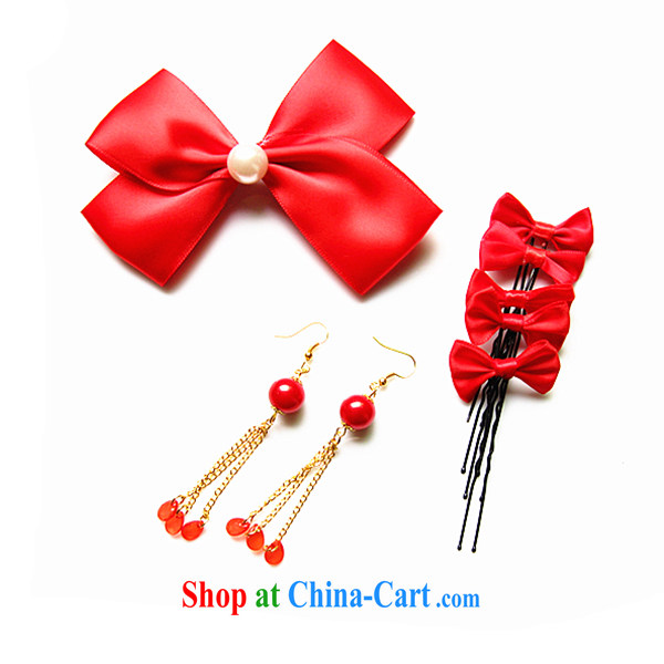 Butterfly knot card 7 piece bridal jewelry dress with large red Korean jewelry red ear fall pictures, price, brand platters! Elections are good character, the national distribution, so why buy now enjoy more preferential! Health
