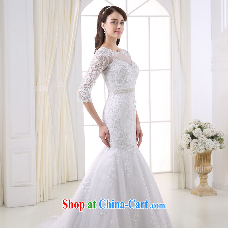 DressilyMe custom wedding - 2015 gauze a field for 7 cuff lace inserts drill temperament crowsfoot wedding zipper tail bridal gown White - out of stock 25 day shipping XL, DRESSILY ME OCCASIONS WEAR ON - LINE, shopping on the Internet