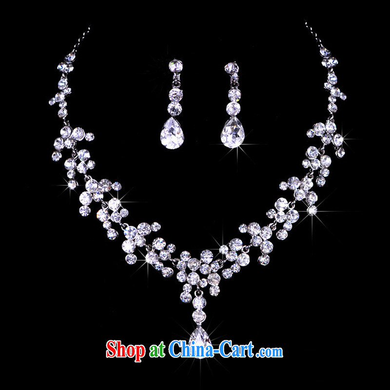 Korean-style Pearl water drilling bridal jewelry crown and ornaments necklace 3 piece wedding dresses accessories, Hyatt, married, and shopping on the Internet