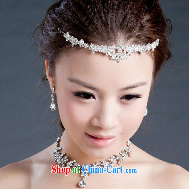 Korean-style Pearl water drilling bridal jewelry crown and ornaments necklace 3 piece wedding dresses accessories, Hyatt, married, and shopping on the Internet
