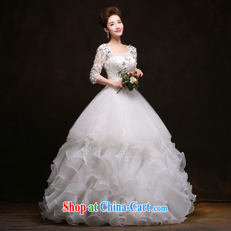 The china yarn 2015 new wedding dresses stylish Korean-style field shoulder alignment to the Code on MM graphics thin wedding spring and summer classic in style cuff white M and China yarn, shopping on the Internet