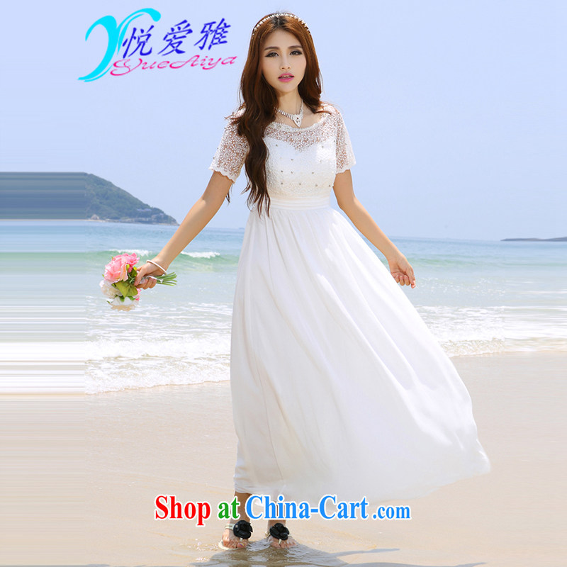 Yue love Ya 2015 summer beach dress wedding nails Pearl inserts drill dress long dress DR 90,022 white XL, love, Jacob, and shopping on the Internet