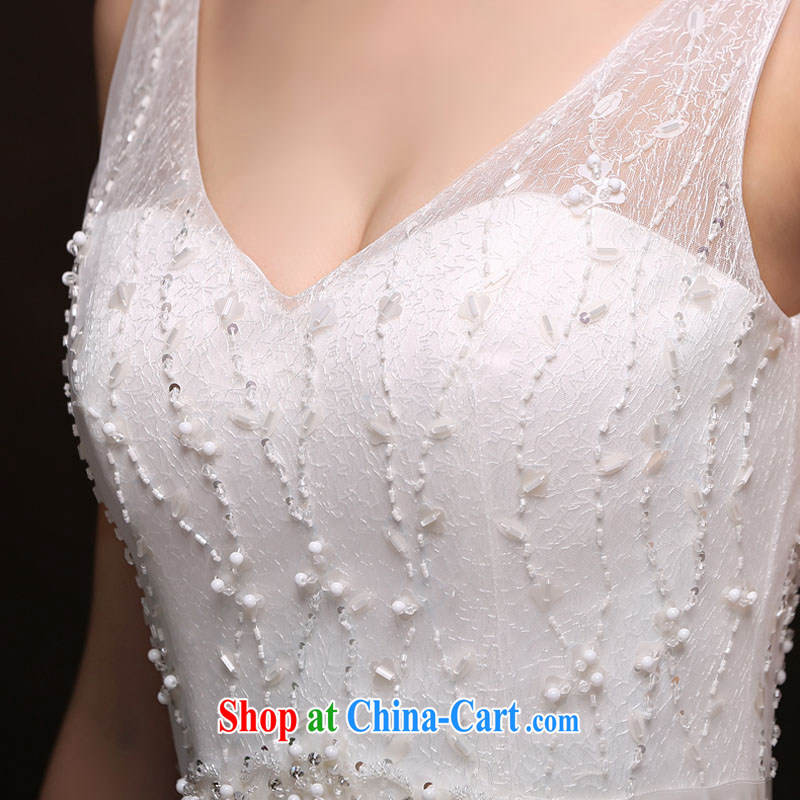 The china yarn 2015 new lace half-and-collar V Princess shaggy dress bridal graphics thin large code wedding dresses white. size does not accept return and china yarn, and shopping on the Internet